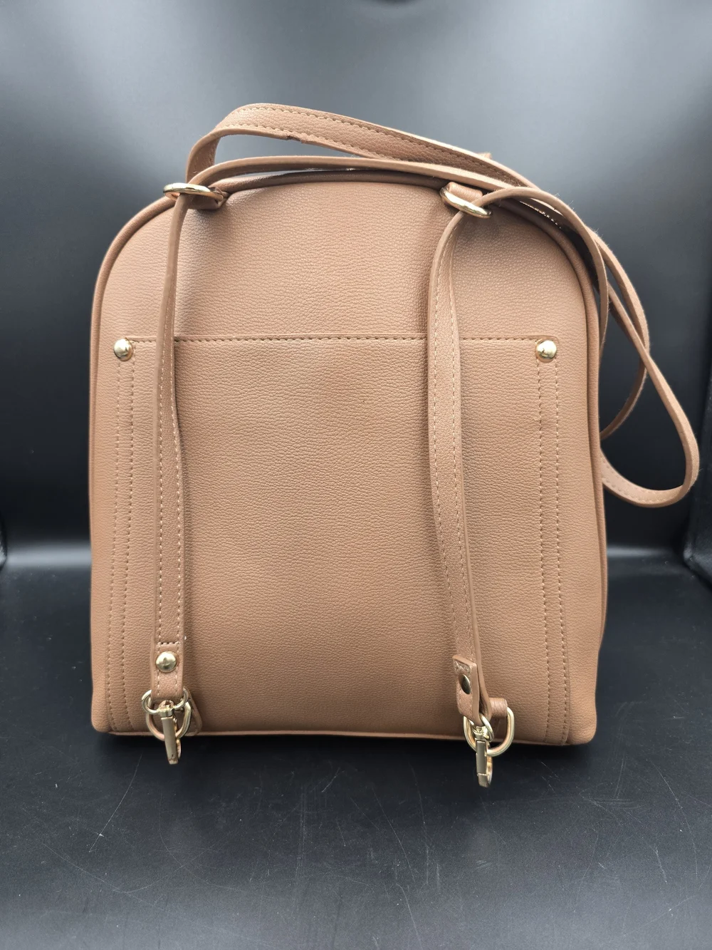 Miztique Tan Compact Backpack with Gold Hardware